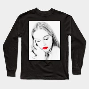 Woman, Girl, Fashion art, Fashion print, Scandinavian art, Modern art, Wall art, Print, Minimalistic, Modern Long Sleeve T-Shirt